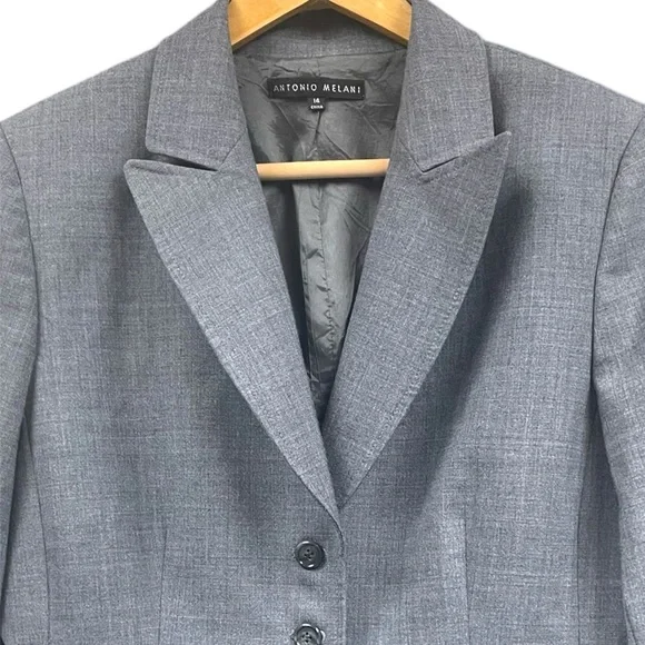 Antonio Melani Three Button Blazer Jacket Gray Size 14 - Picture 2 of 7